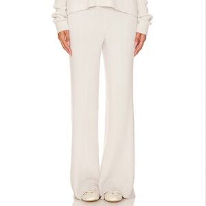 Spiritual Gangster Cozy Chenille Pant Wide Leg Cream White SMALL Ribbed